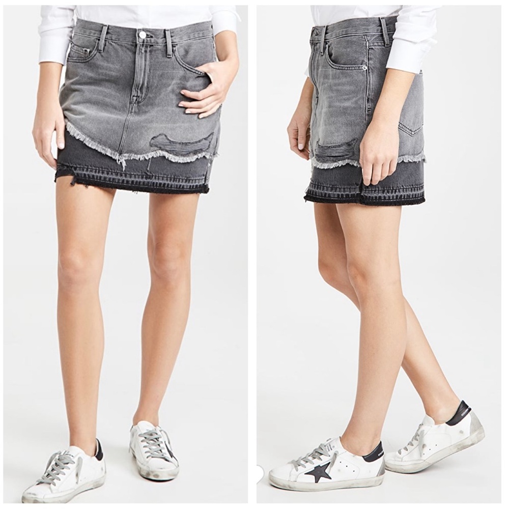 Frame Le Miniskirt Released Hem Gray Distressed 25